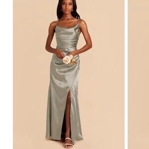 Birdy grey Lydia Shiny Satin Dress - Moss Green